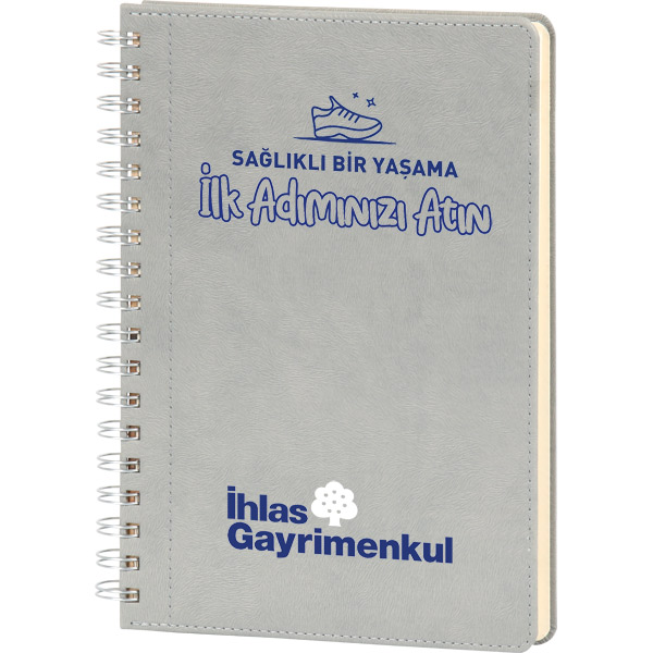 Bağcılar-17x24-TRK Spiralli Tarihsiz Defter 17 x 24 cm-Gri