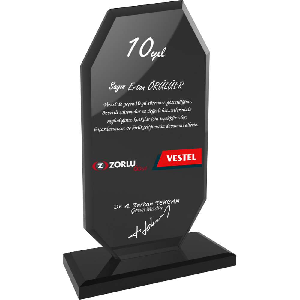 EKT-102-SFF Kristal Plaket 12 x 19 cm-Füme