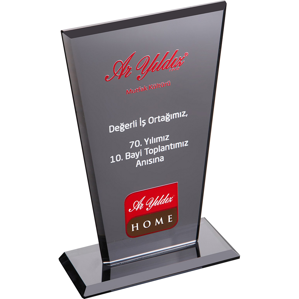 EKT-235-SFF Kristal Plaket 12 x 21 cm-Füme