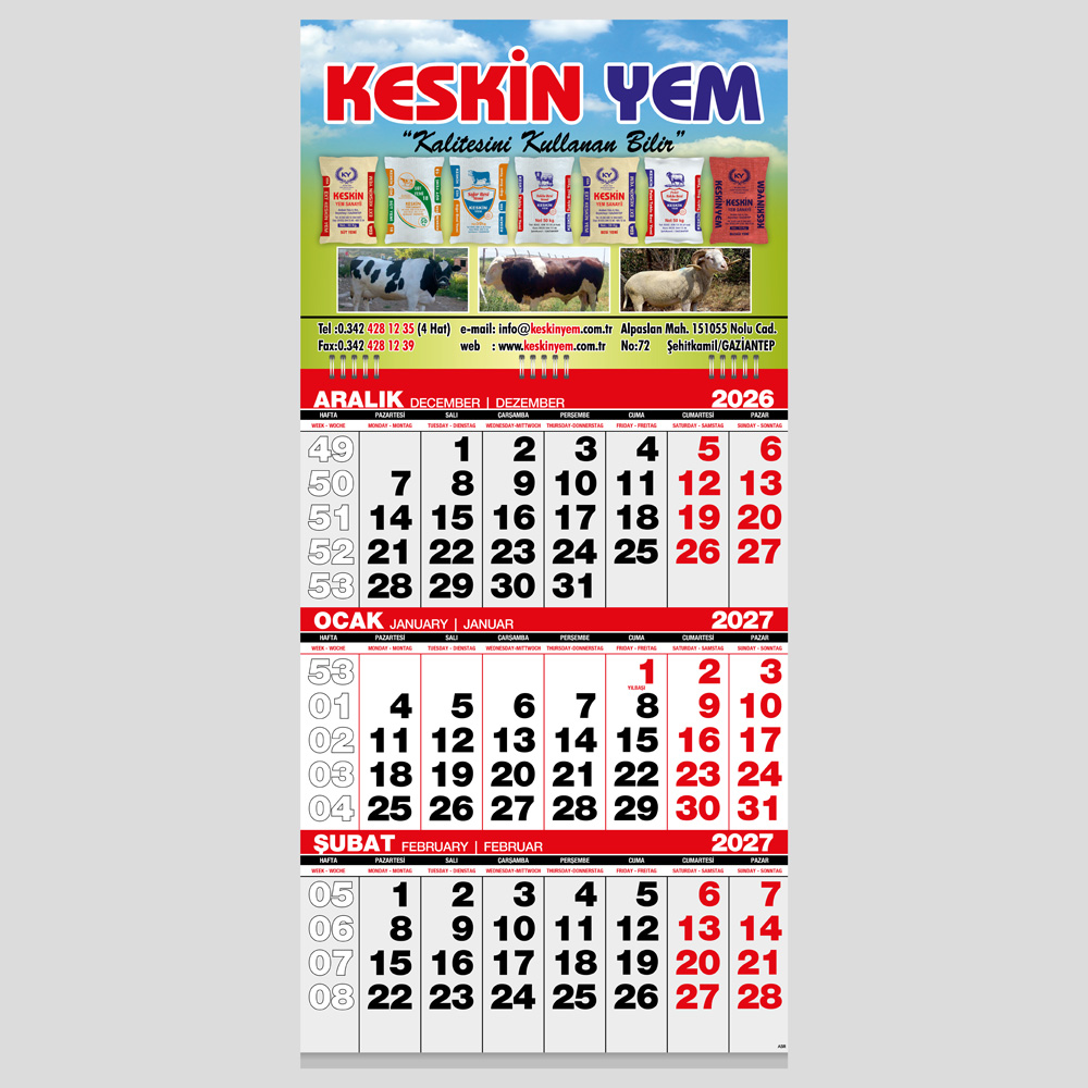 GMC-03 Ekonomik Küçük Boy Gemici Takvim 31 x 63 cm