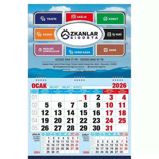 GMC-02 Ekonomik Küçük Boy Gemici Takvim 32 x 48 cm