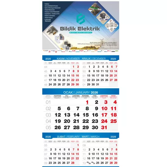 GMC-13 Beş Aylık Gemici Takvim 33 x 73 cm